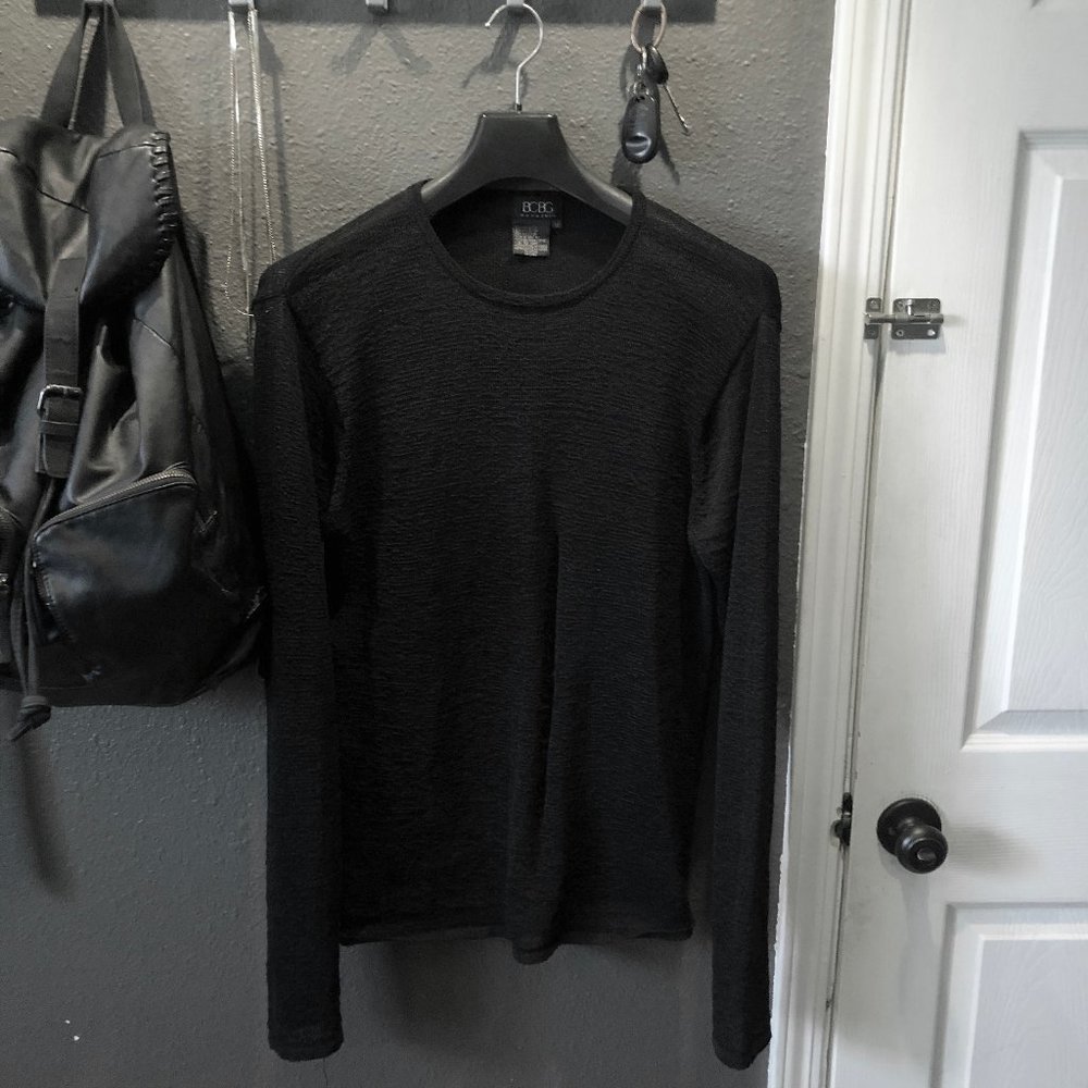 BCBGMaxAzria Sheer Knit Sliced Top